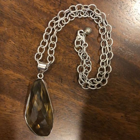 Smokey Quartz Diamond Cut Open Link Sterling Silver Chain - Picture 10 of 10
